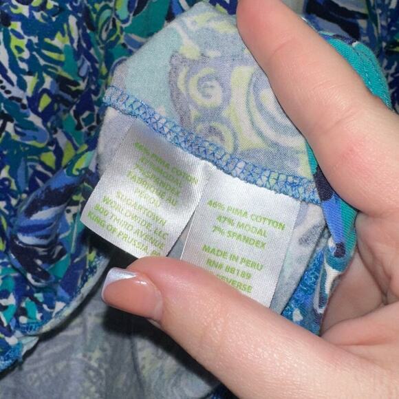 Lilly Pulitzer Maci Twist Front Top Bennet Blue Sneak a Peak Size Small Blue - Picture 6 of 8